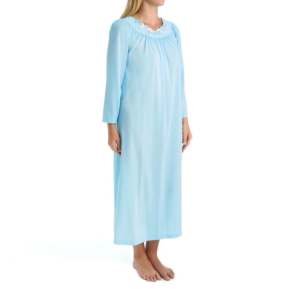 Shadowline Petals 53 Inch Long Sleeve Gown -  Blue  33280